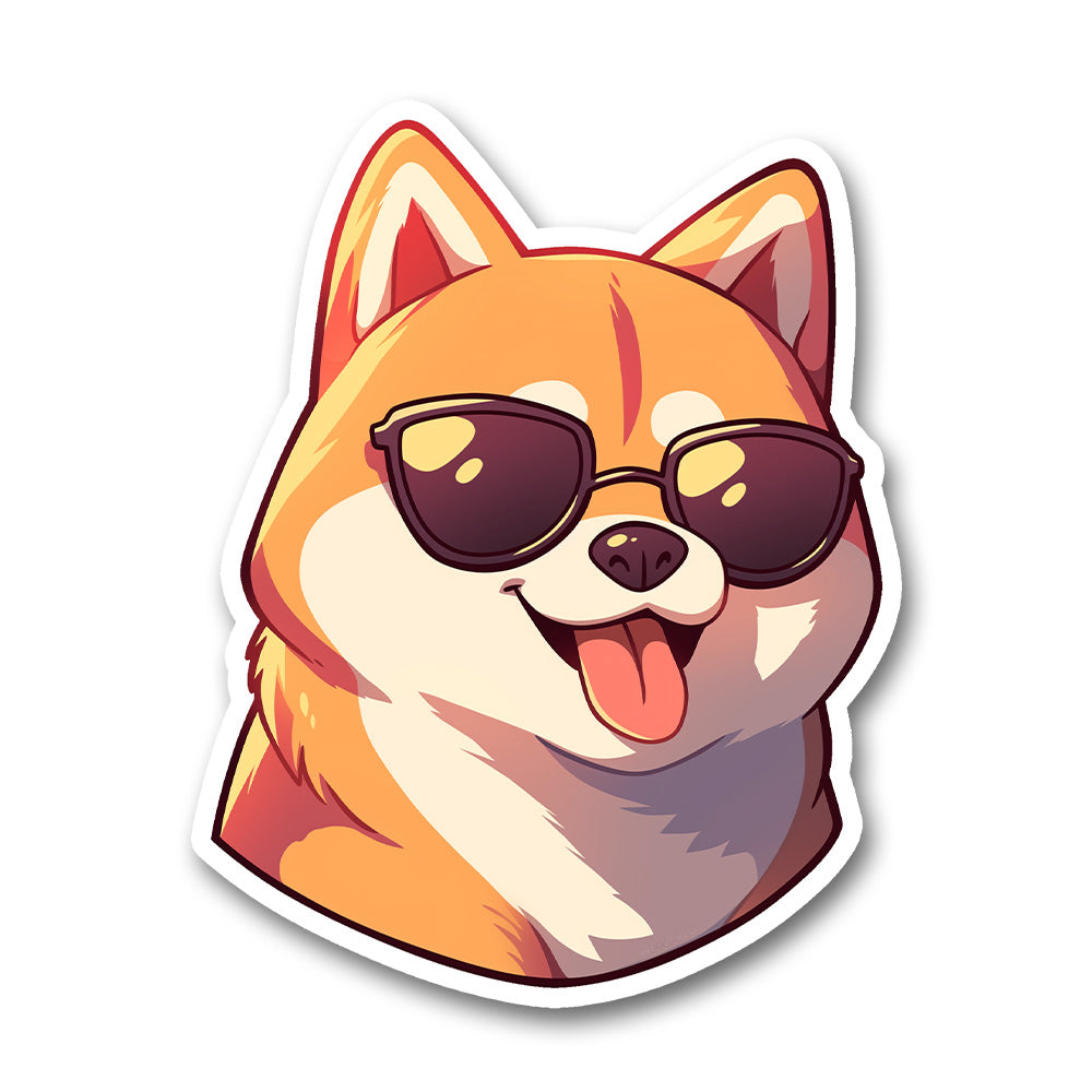 Shiba Inu Dog With Sunglasses Sticker