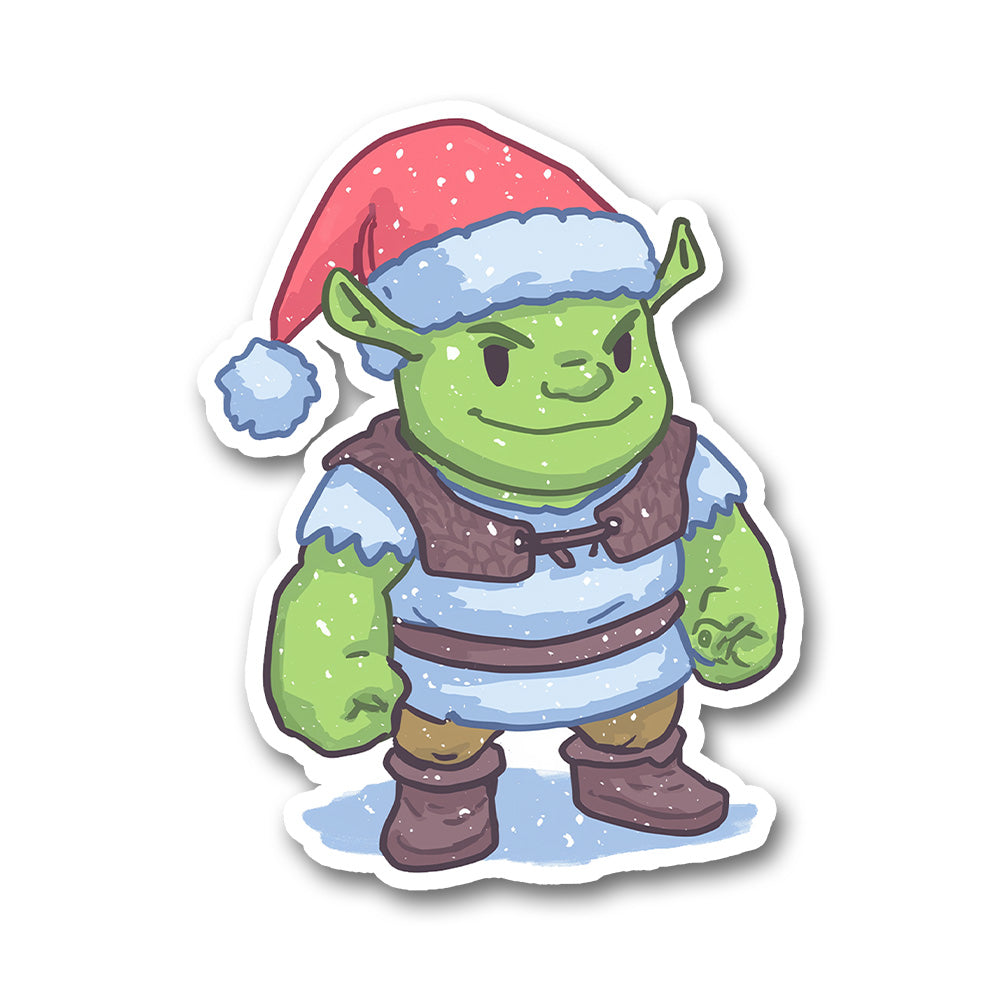Shrek Santa Hat Christmas Funny Sticker