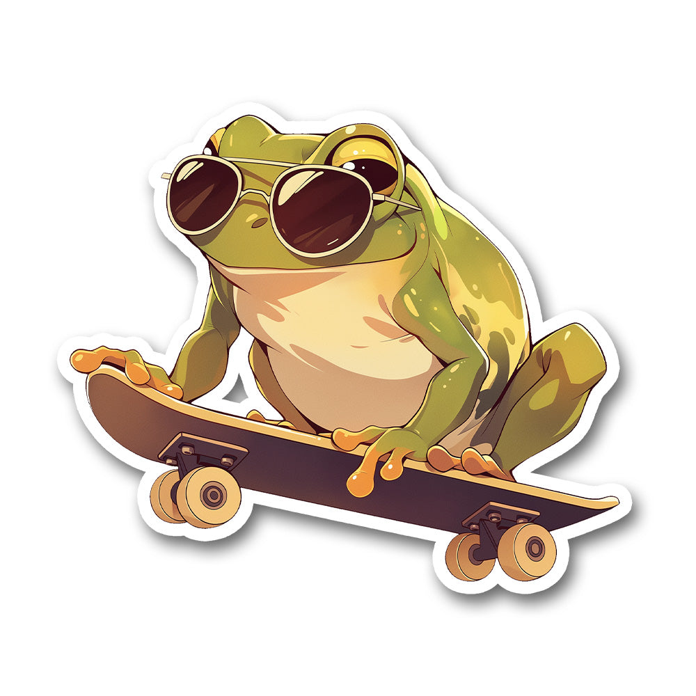 Skateboarding Frog With Sunglasses Sticker