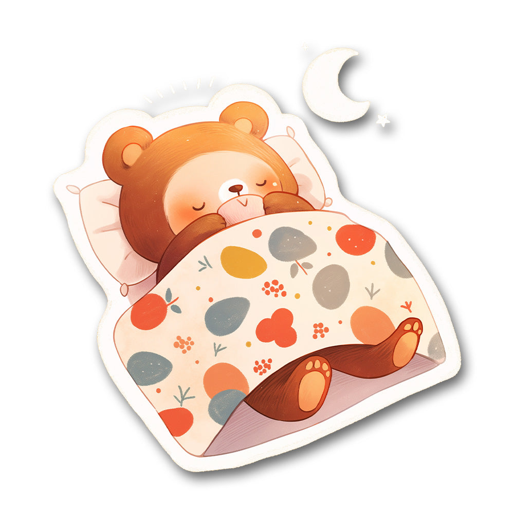 Sleeping Bear Under Blanket Sticker