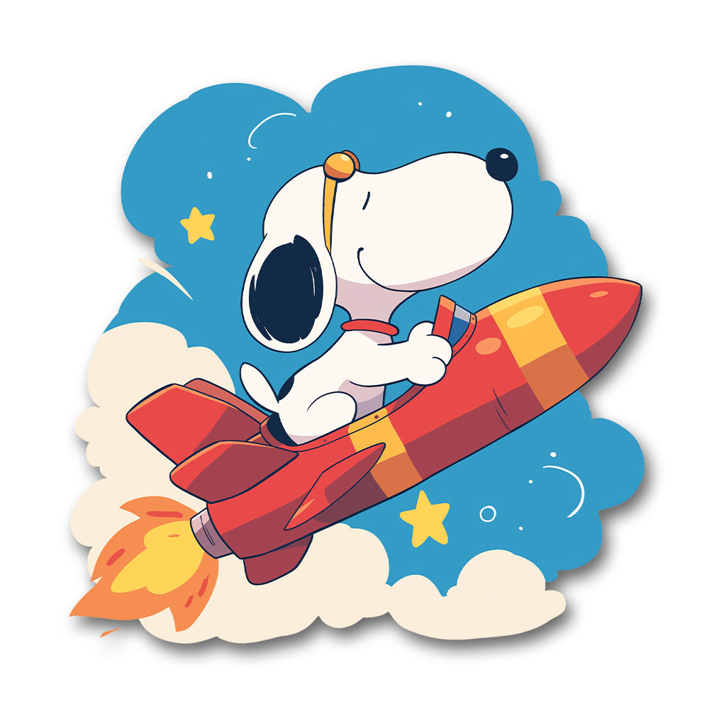 Snoopy Rocket Flying Sticker