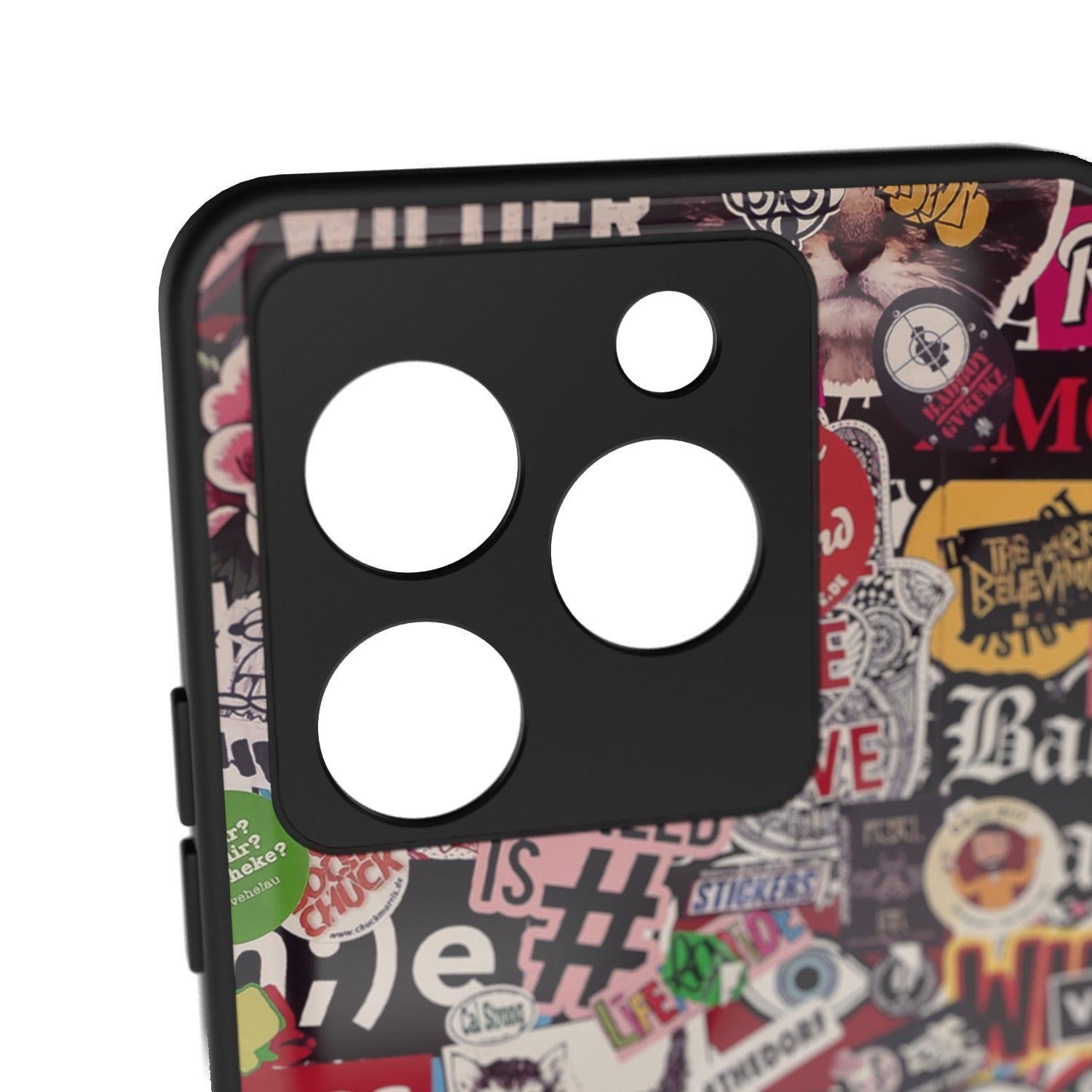 Sticker Doodle printed metal phone case - camera close-up
