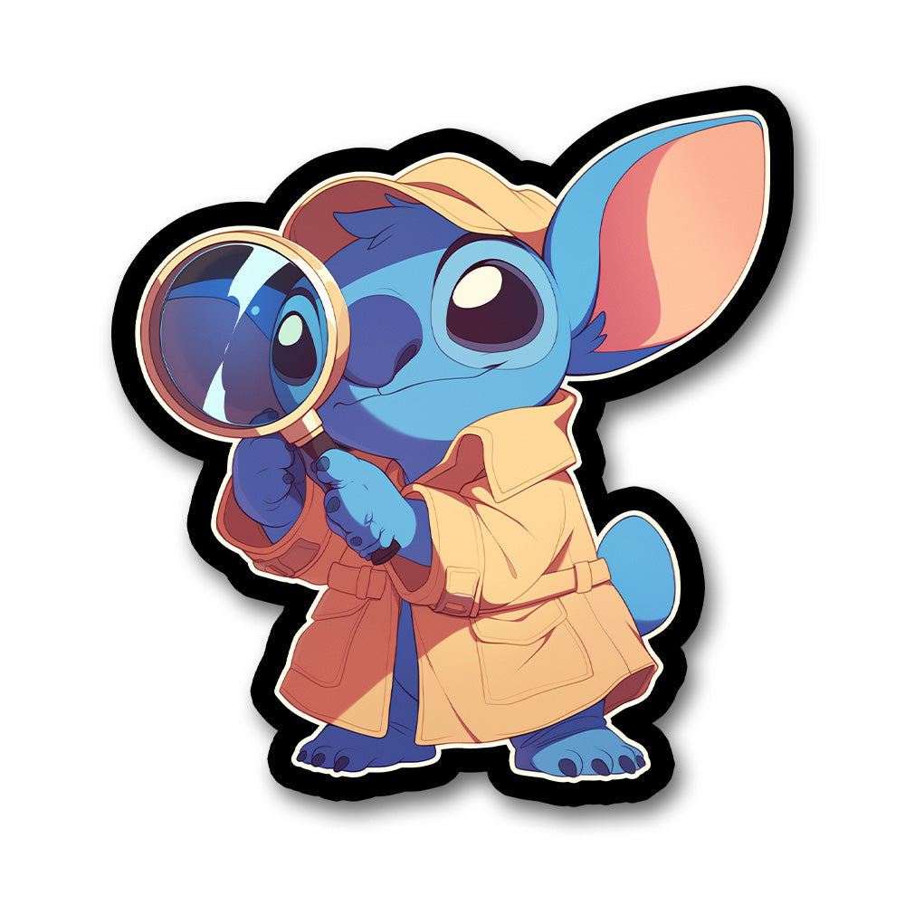Stitch Detective Magnifying Glass Cute Sticker