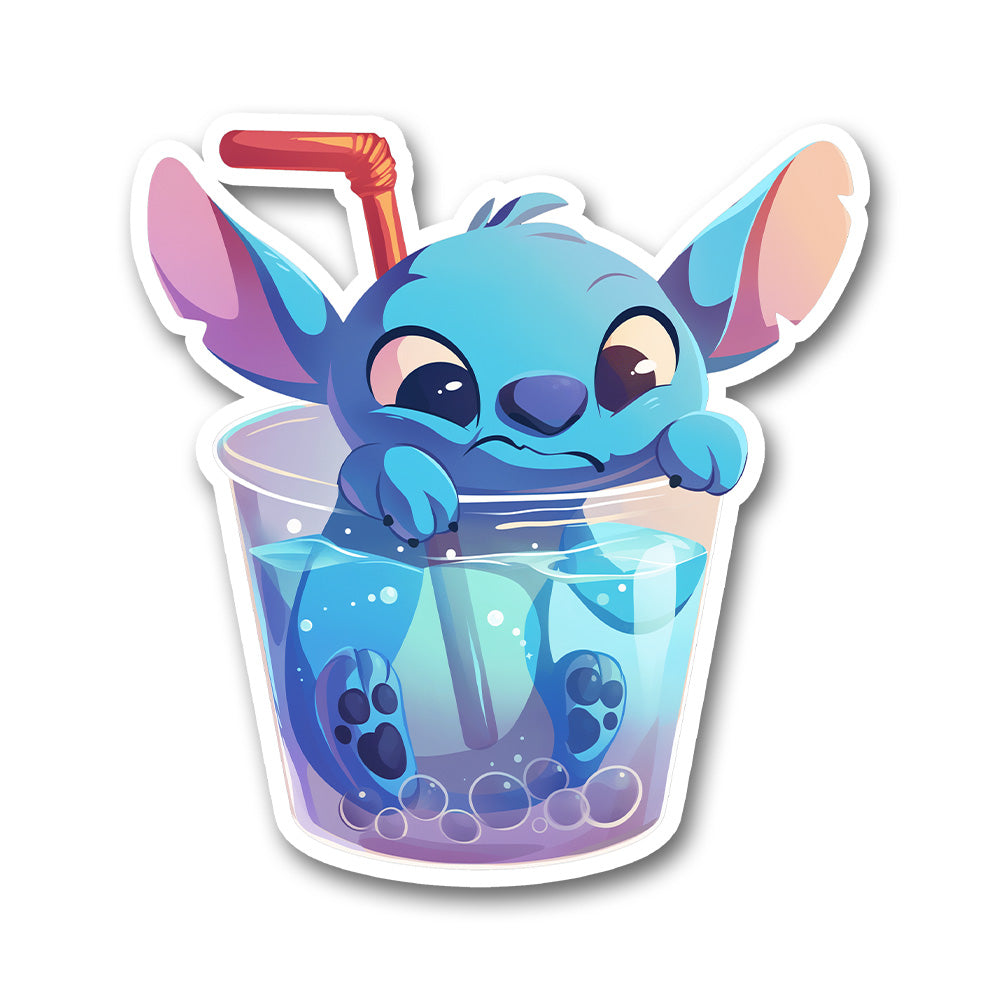 Stitch In Bubble Tea Cup Sticker