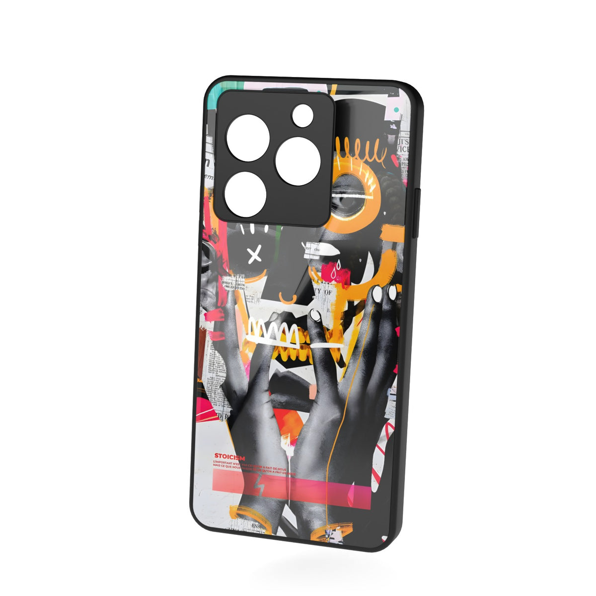 Stoicism printed metal phone case - floating back view
