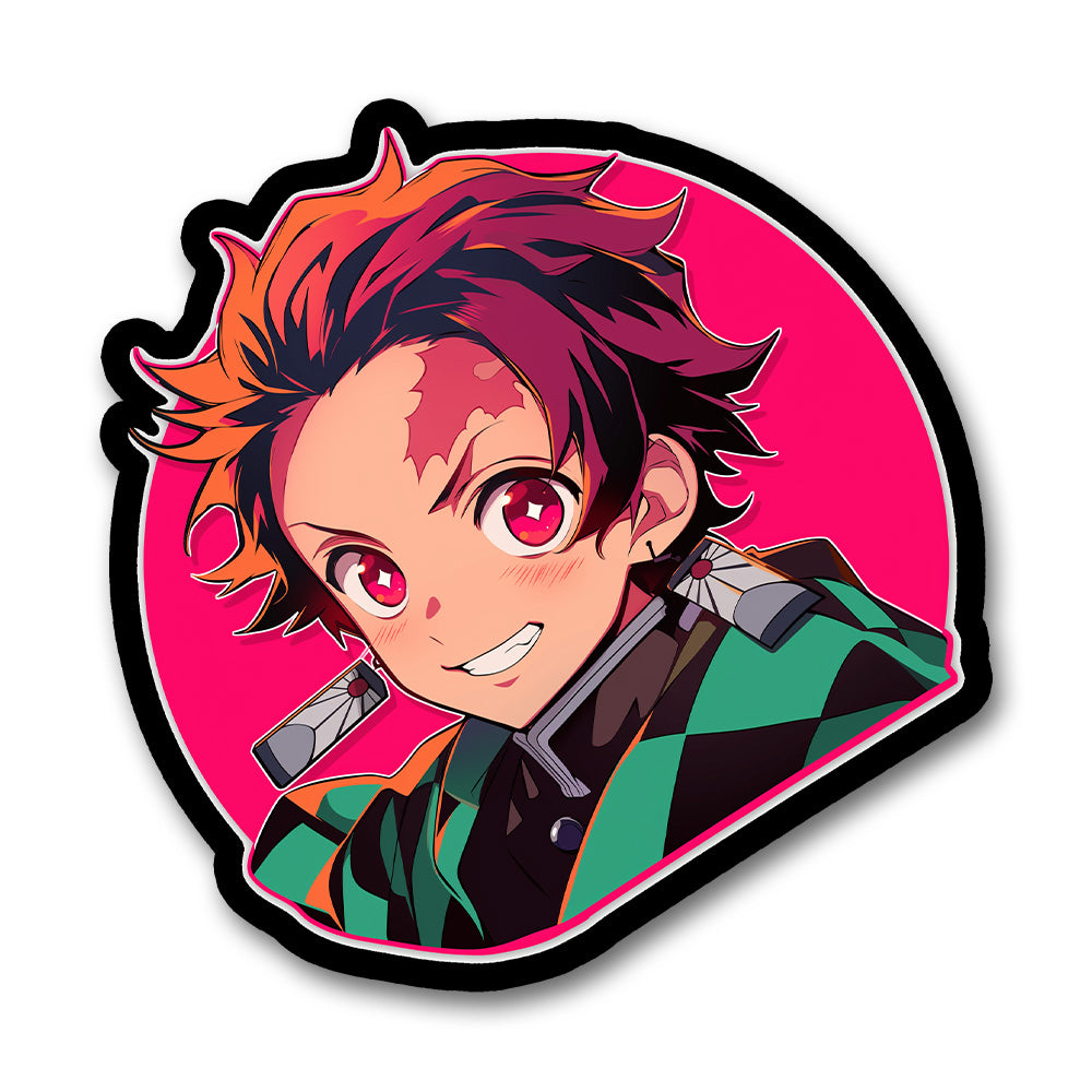 Tanjiro Kamado Neon Anime Demon Slayer Sticker