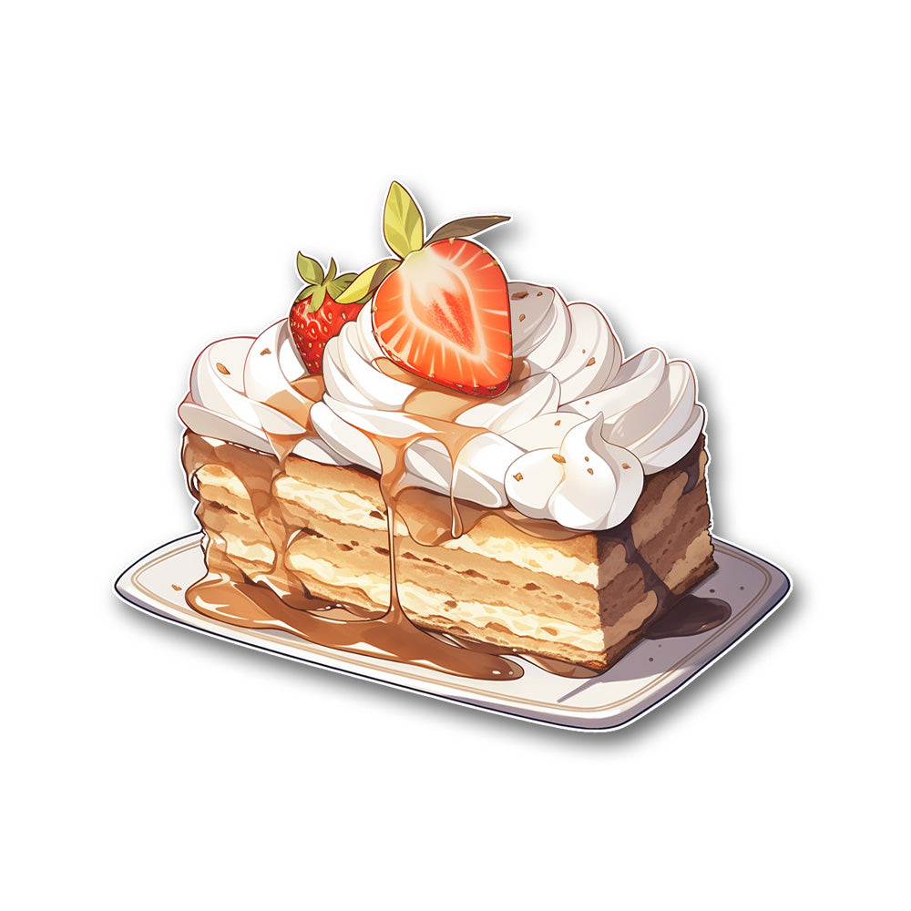 Tiramisu With Strawberry Sticker