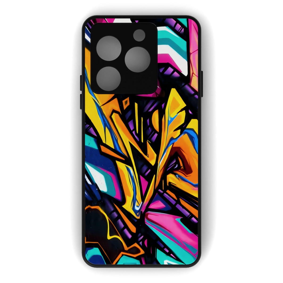 Urban Graffiti printed metal phone case - flat back view