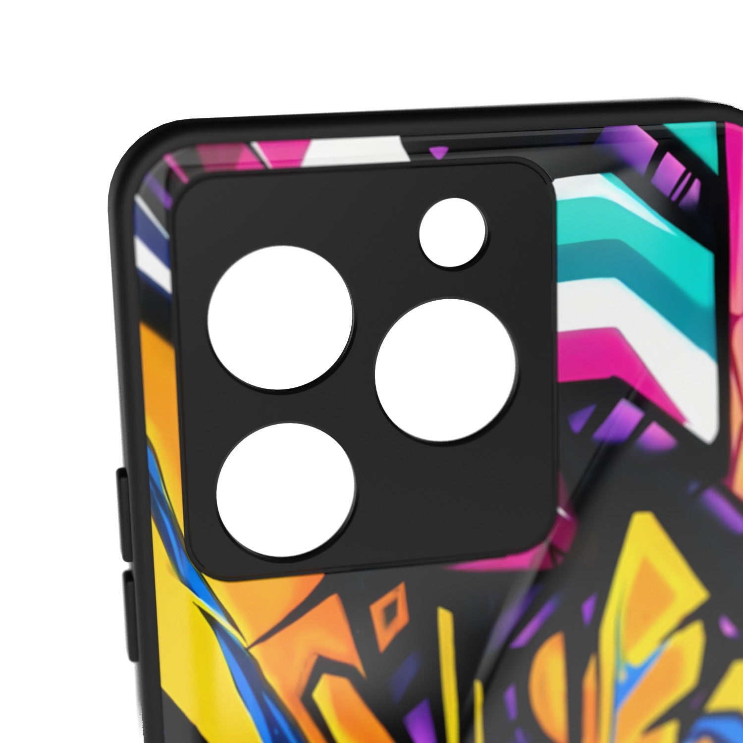Urban Graffiti printed metal phone case - camera close-up