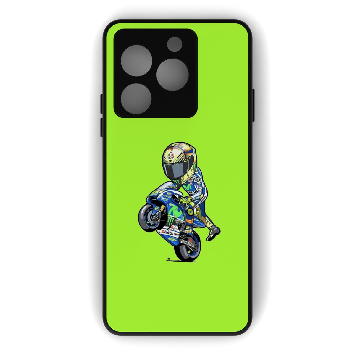 VR46 printed metal phone case - flat back view