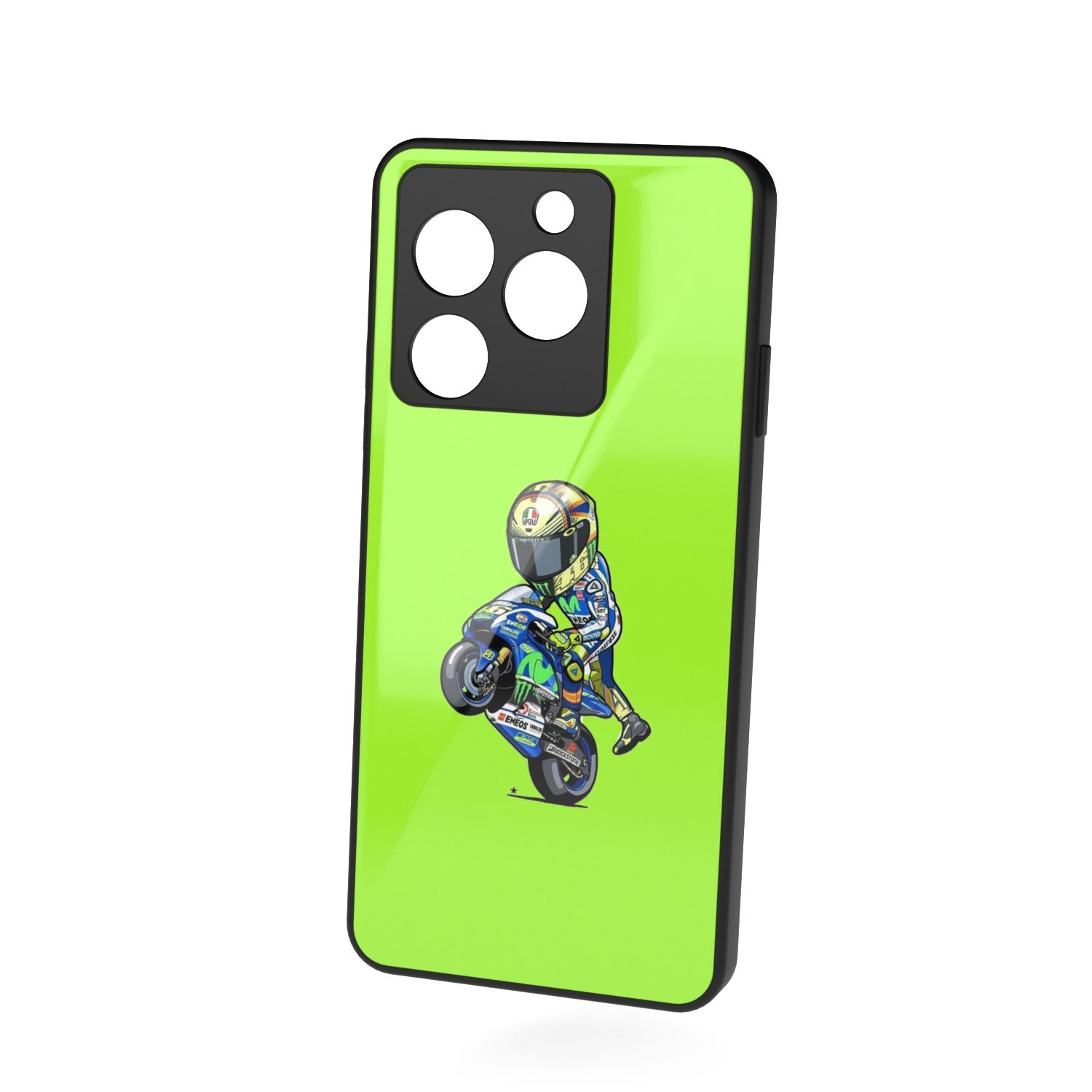 VR46 printed metal phone case - floating back view