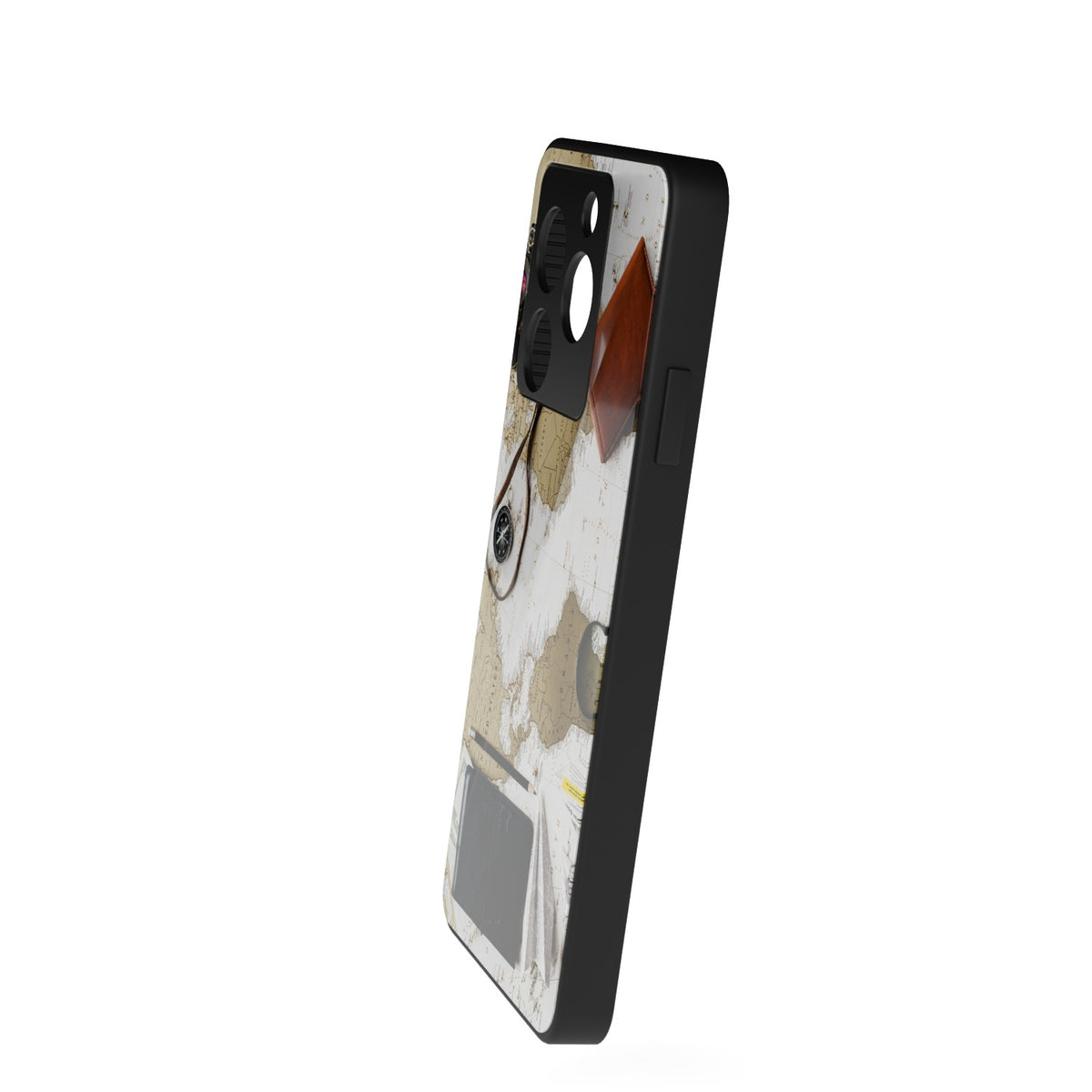 Wanderlust printed metal phone case - side view