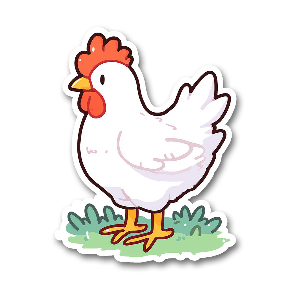 White Farm Chicken Cute Cartoon Sticker