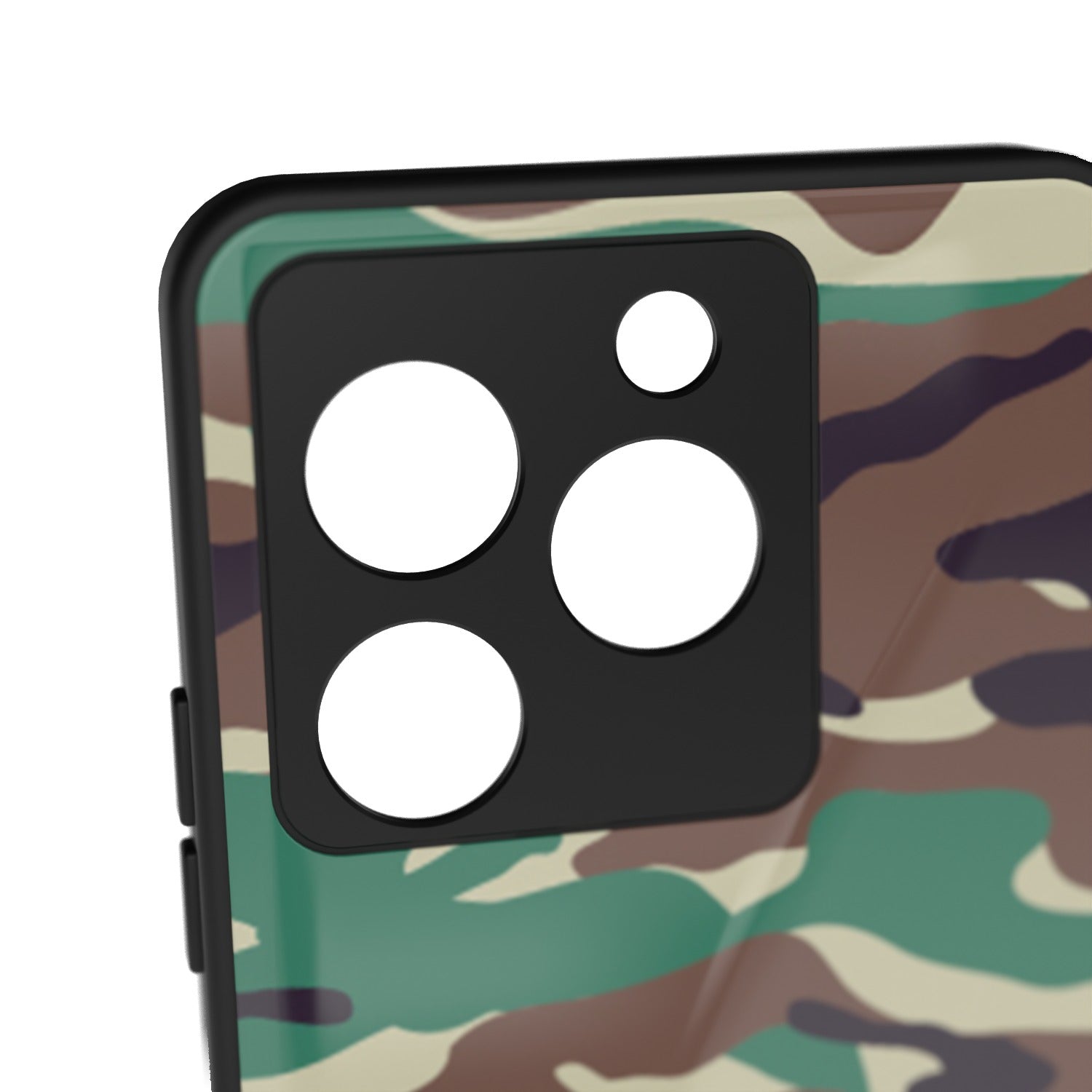 Wild Camo printed metal phone case - camera close-up