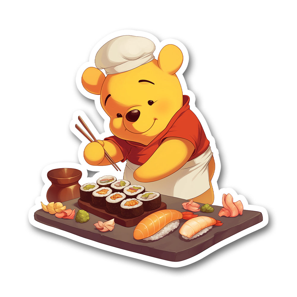 Winnie Pooh Sushi Chef Sticker