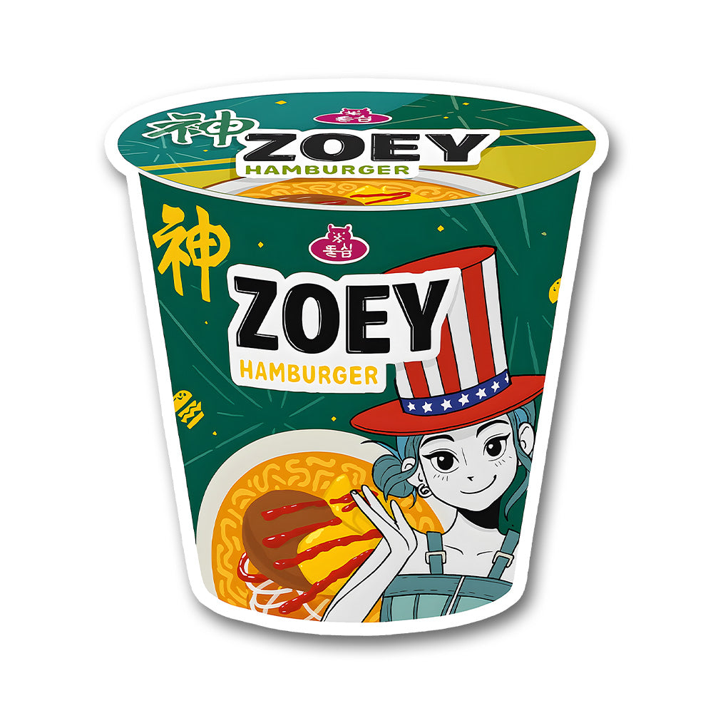 Zoey Hamburger Ramen Cup K Pop Demon Hunters Sticker