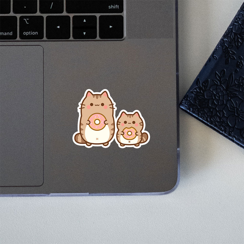 Adorbale Cats With Donuts Sticker