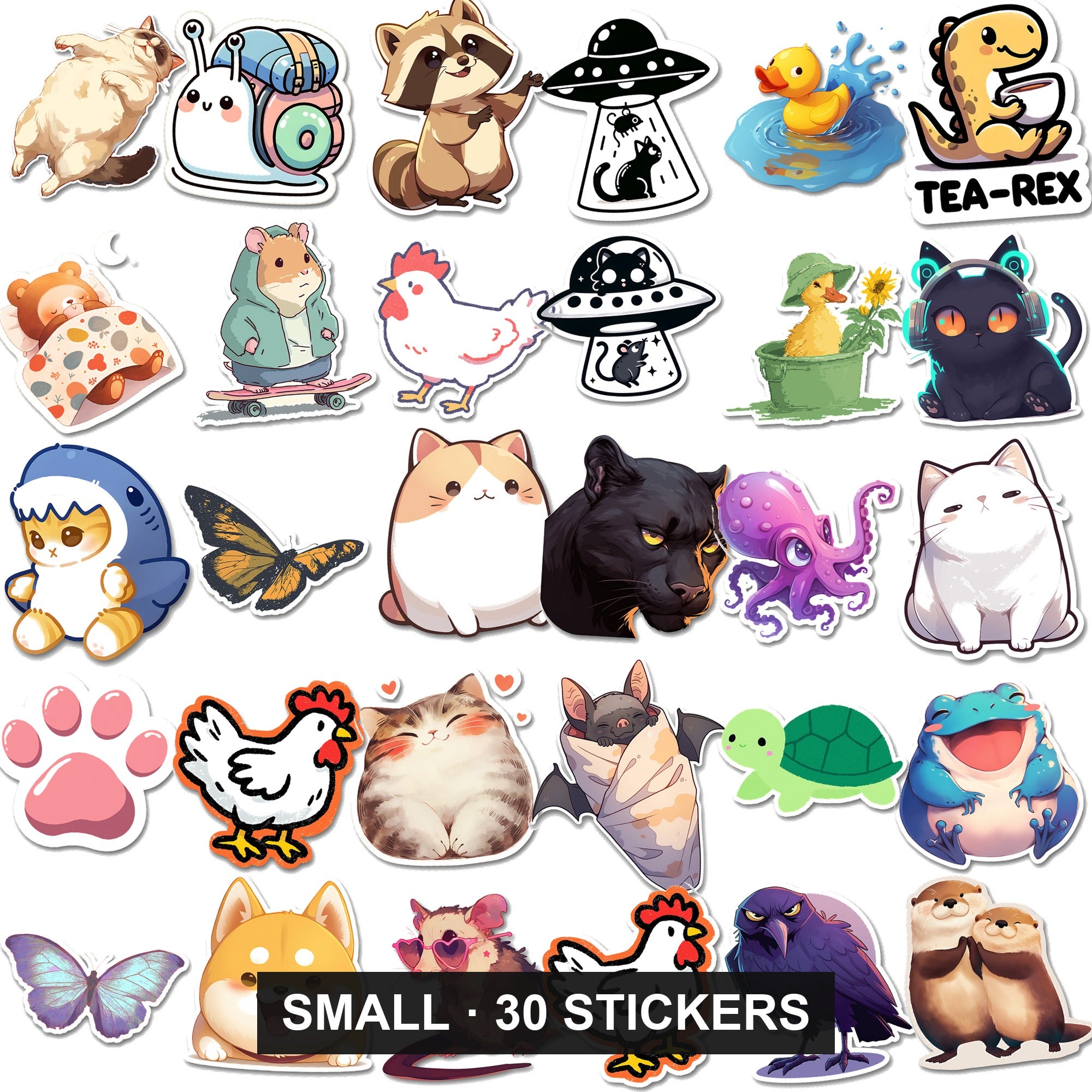 Animal Sticker Bundle - 30 stickers, every design shown