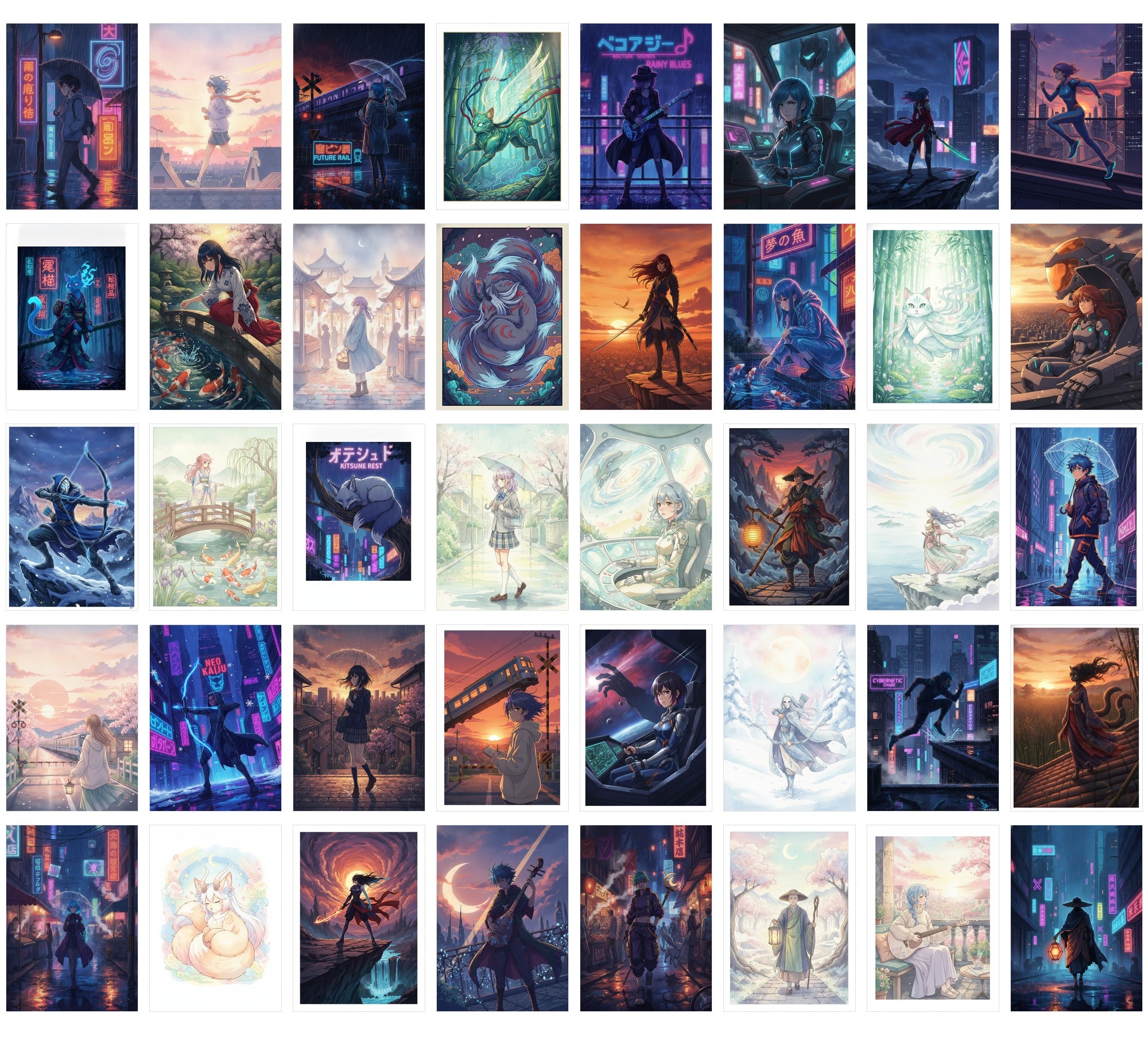 Anime Art Poster Bundle - numbered list of every sticker included