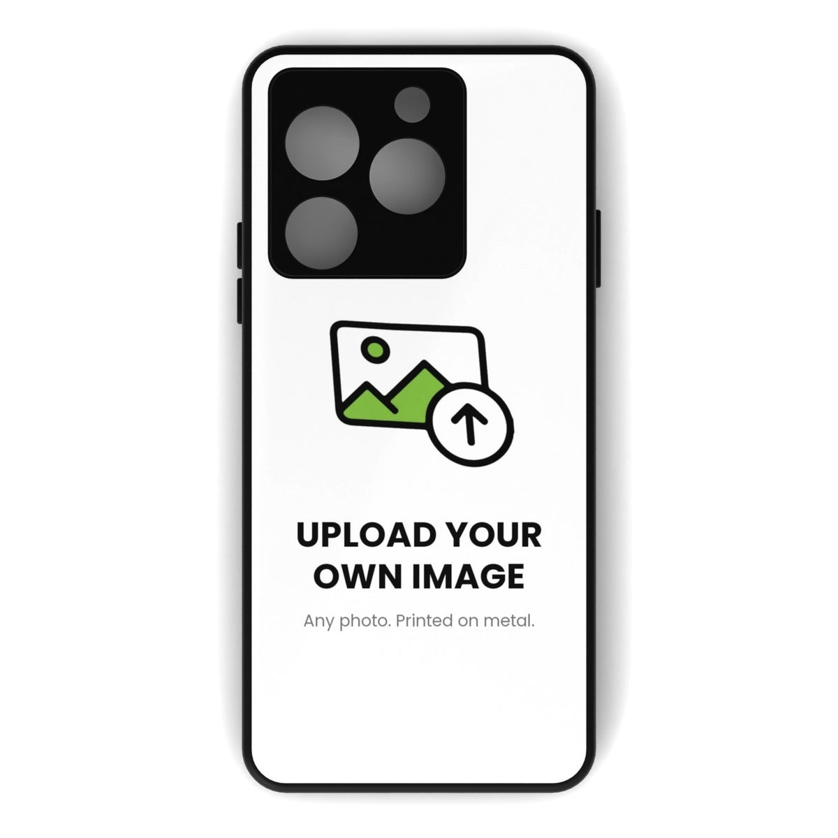 Upload your own photo printed metal phone case - flat back view
