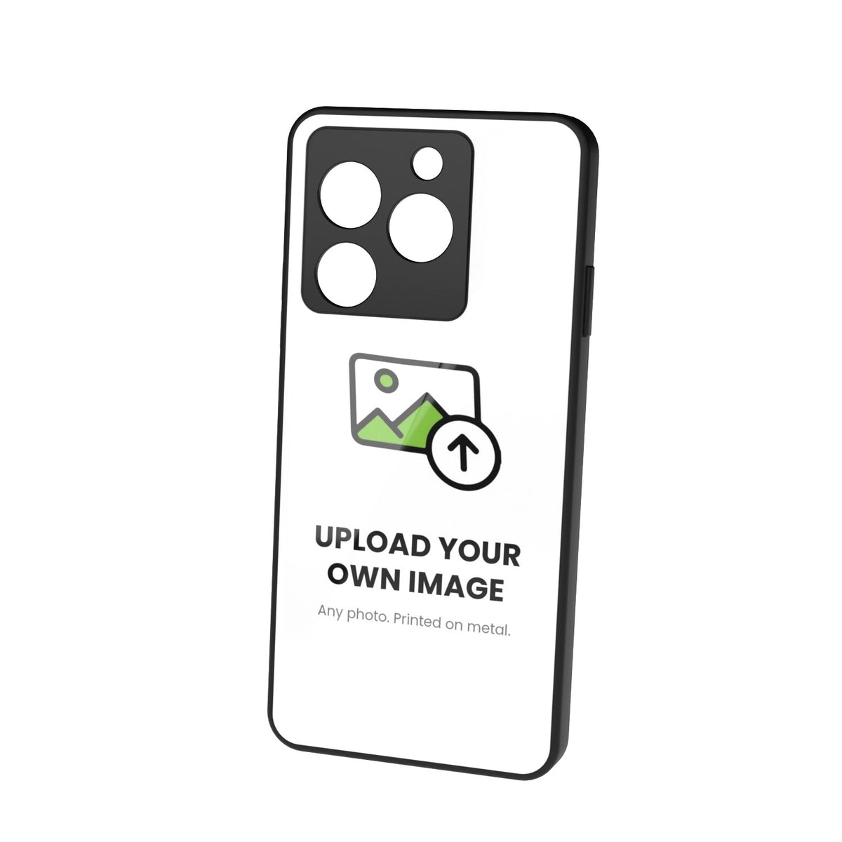 Upload your own photo printed metal phone case - floating back view