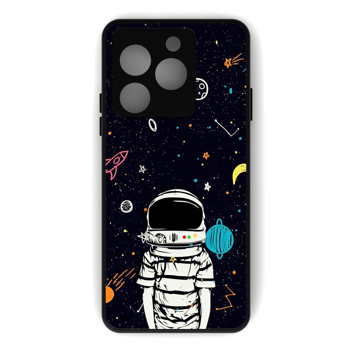 Space Boy printed metal phone case - flat back view