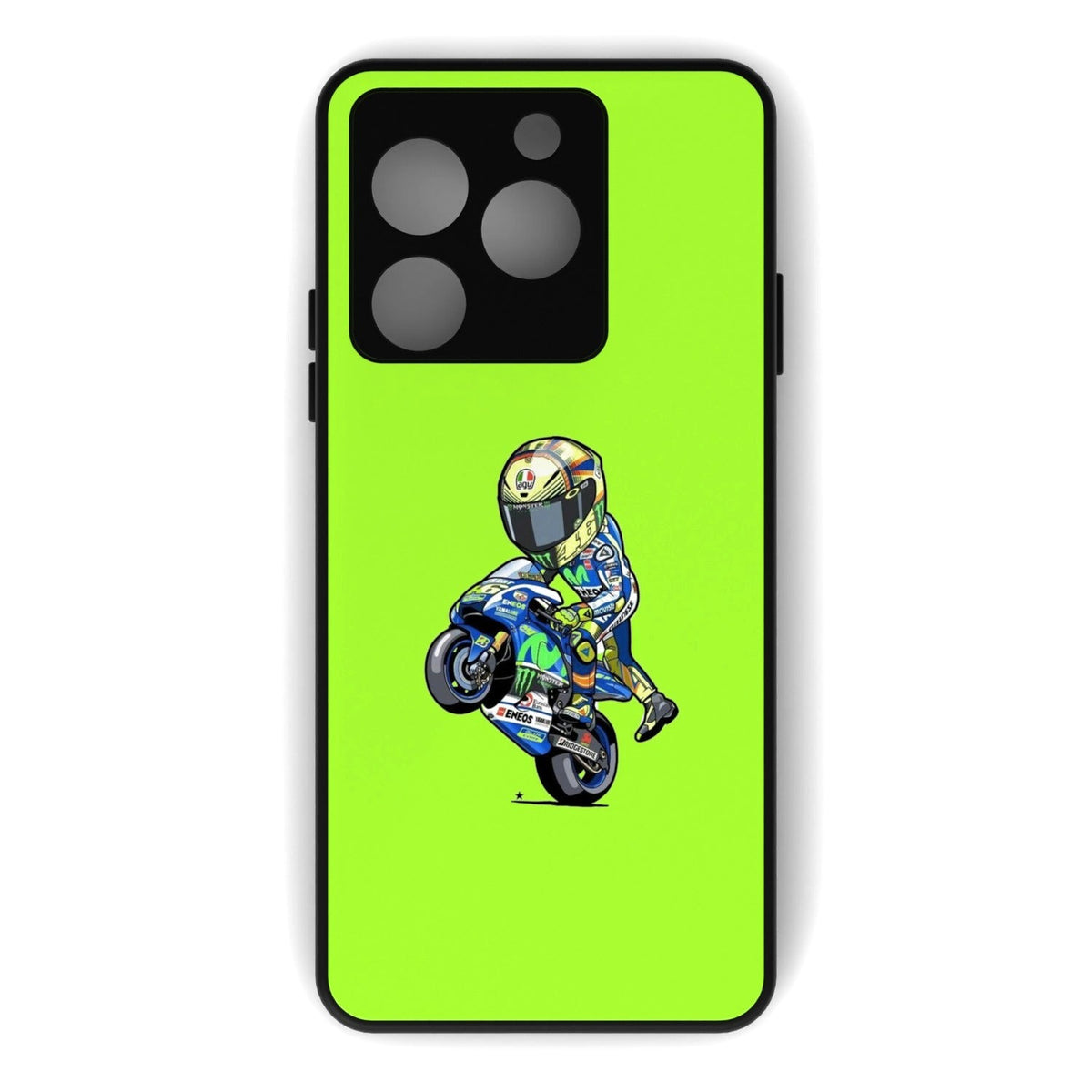 VR46 printed metal phone case - flat back view
