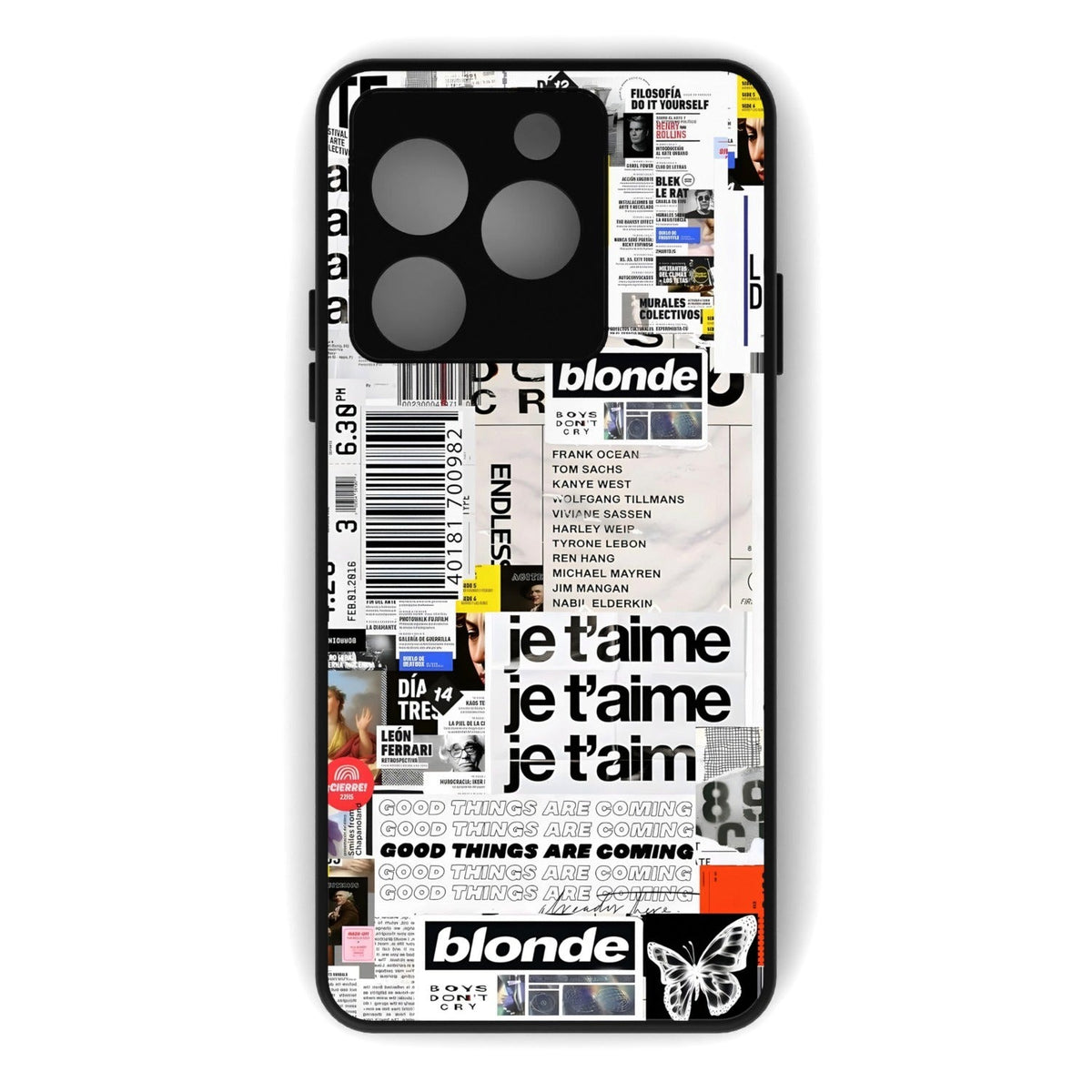 Blonde printed metal phone case - flat back view