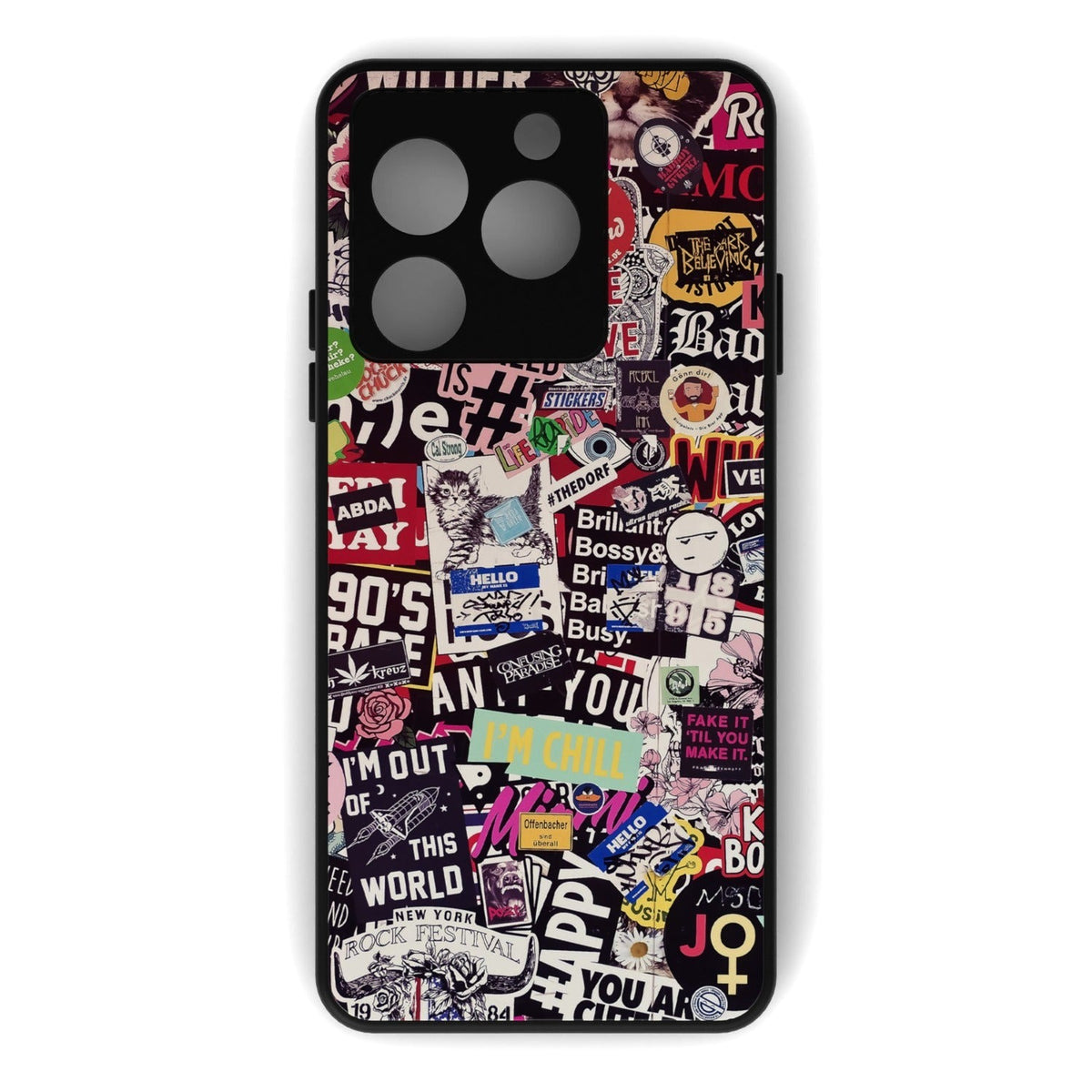 Sticker Doodle printed metal phone case - flat back view