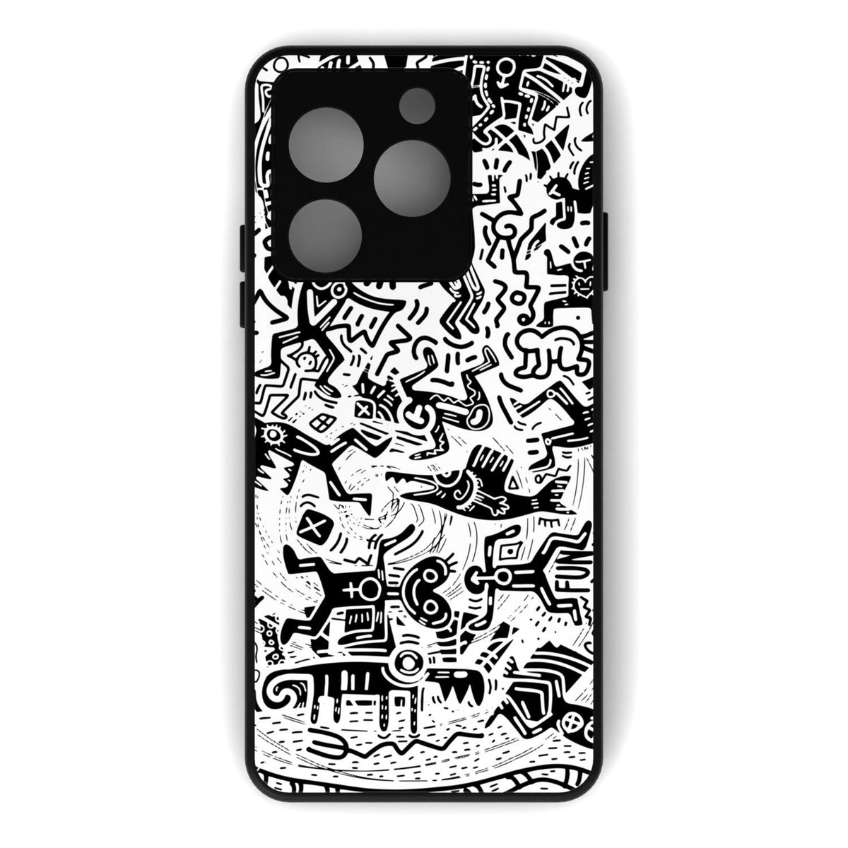Monochromatic Psycho printed metal phone case - flat back view