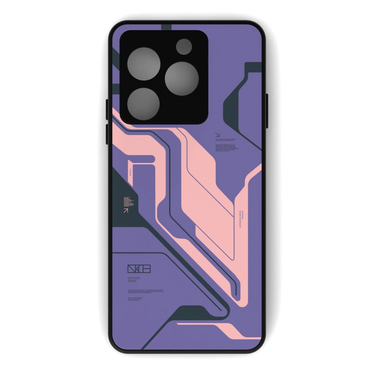 Purple Cyberpunk printed metal phone case - flat back view