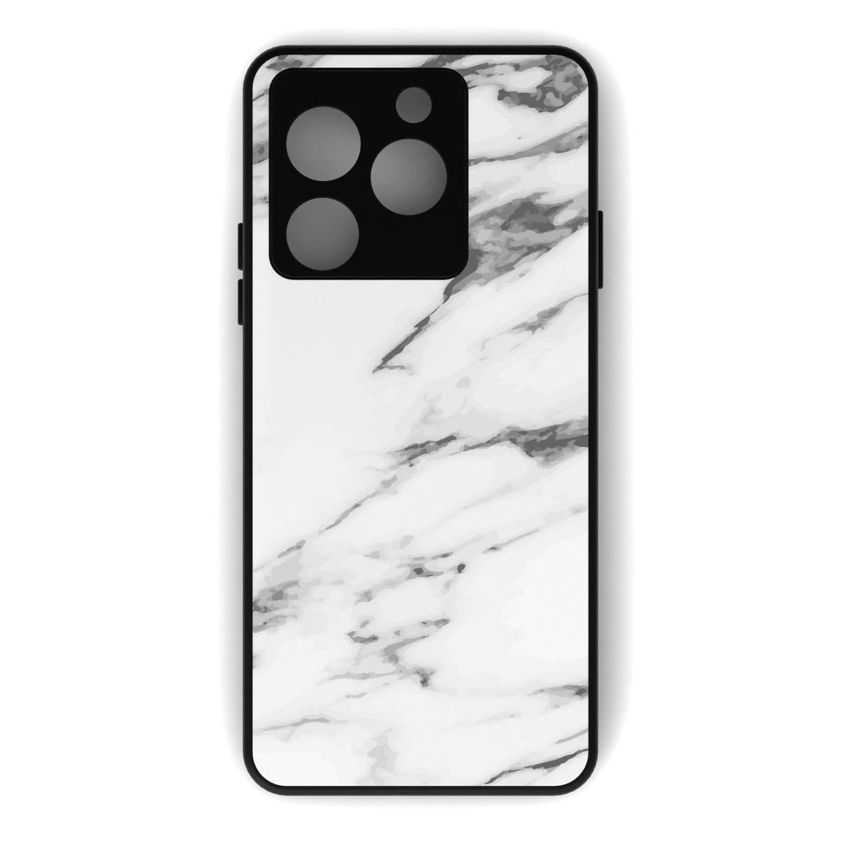 Marble White printed metal phone case - flat back view