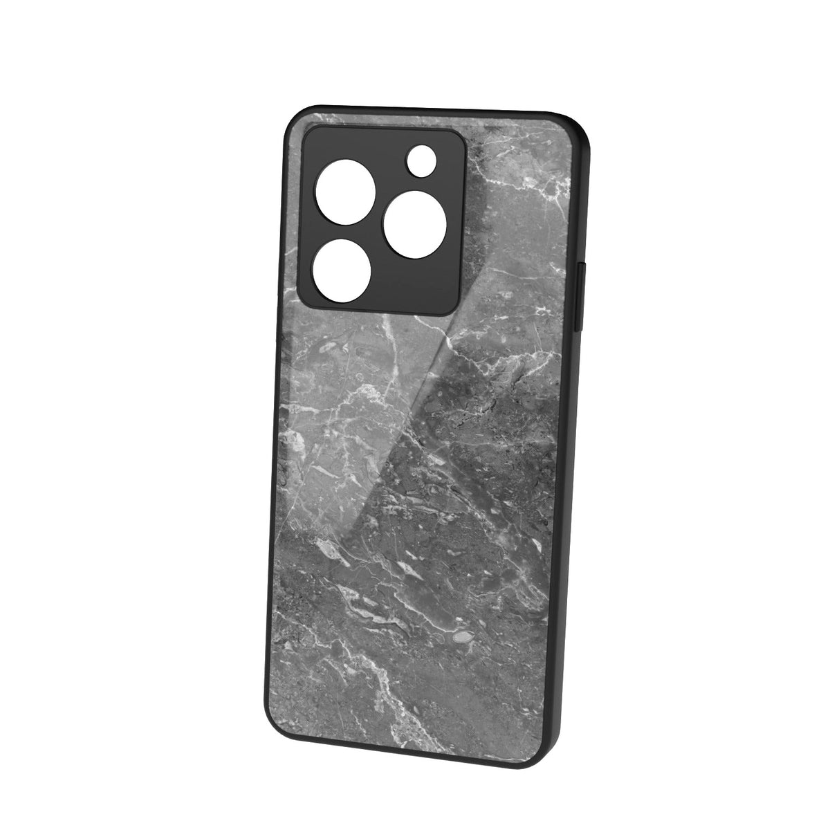 Onyx Marble printed metal phone case - floating back view