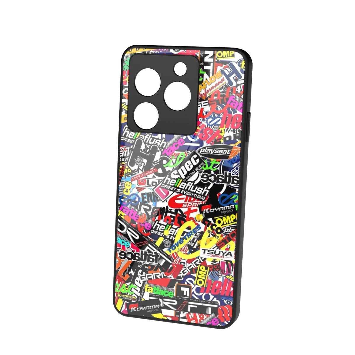 OffSet printed metal phone case - floating back view