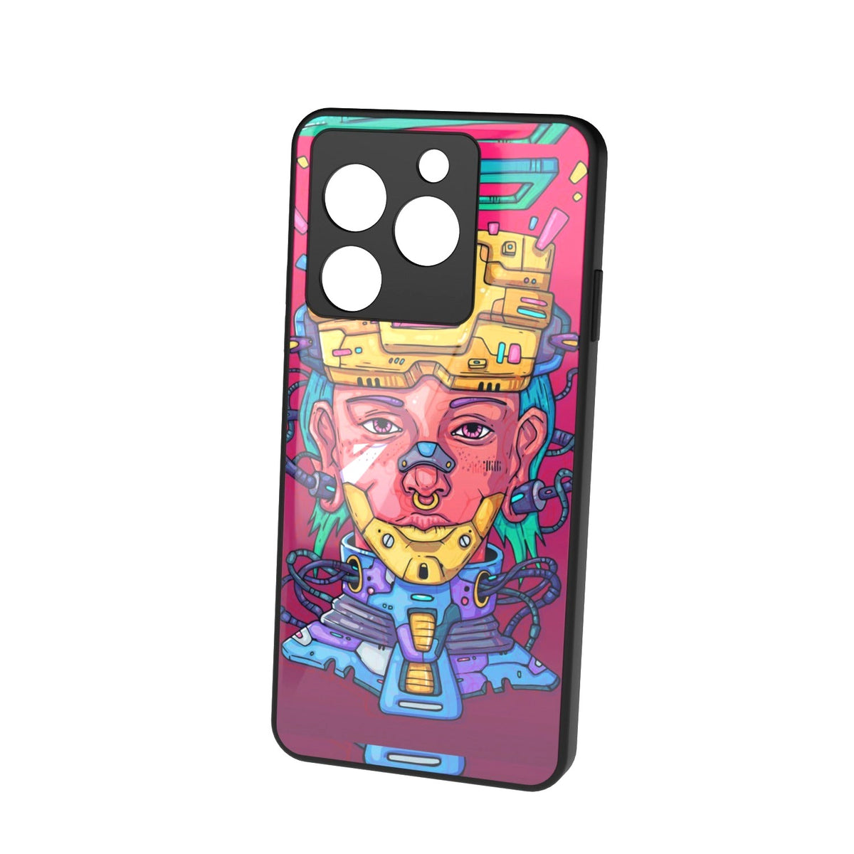 Cyberguy printed metal phone case - floating back view