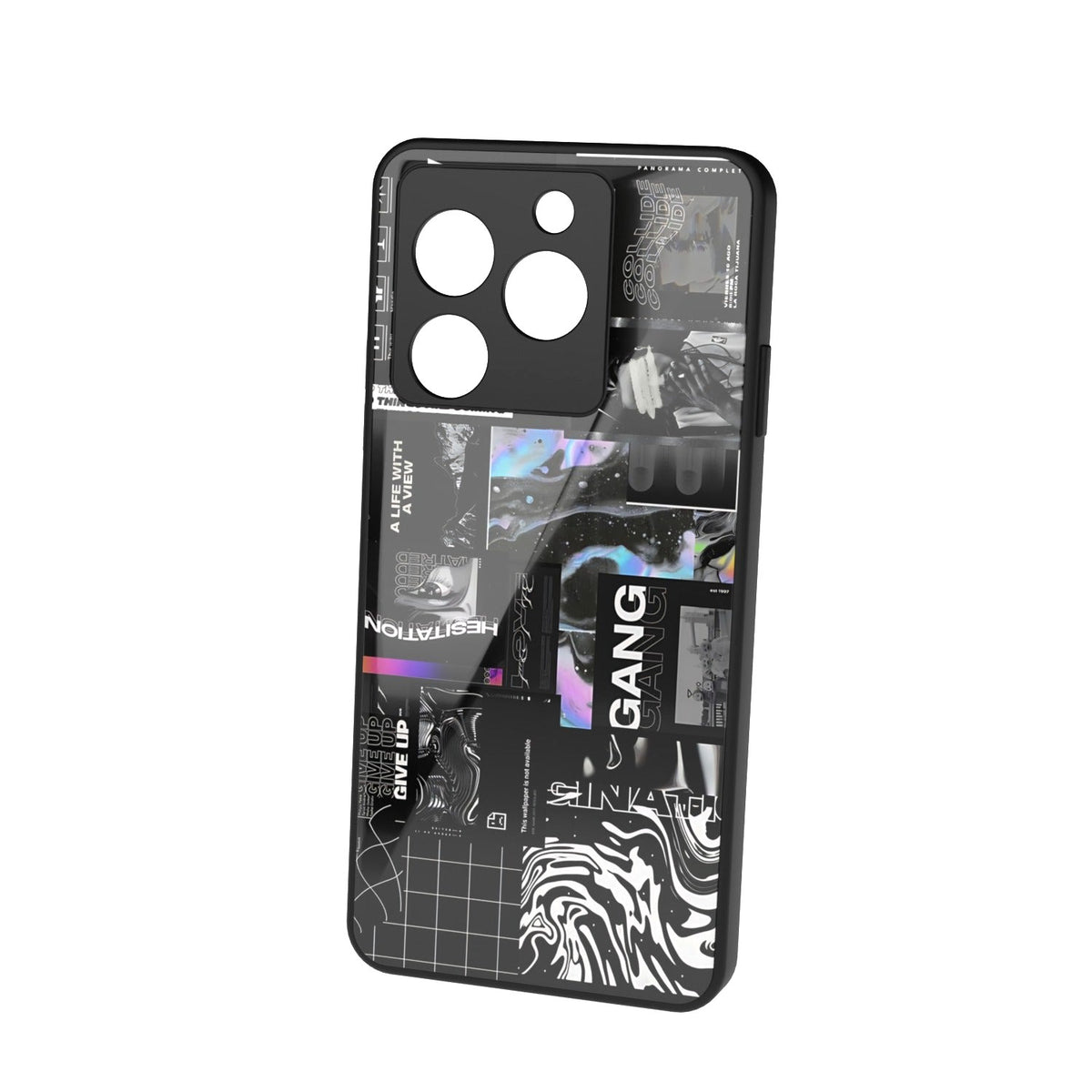 Gangsta printed metal phone case - floating back view