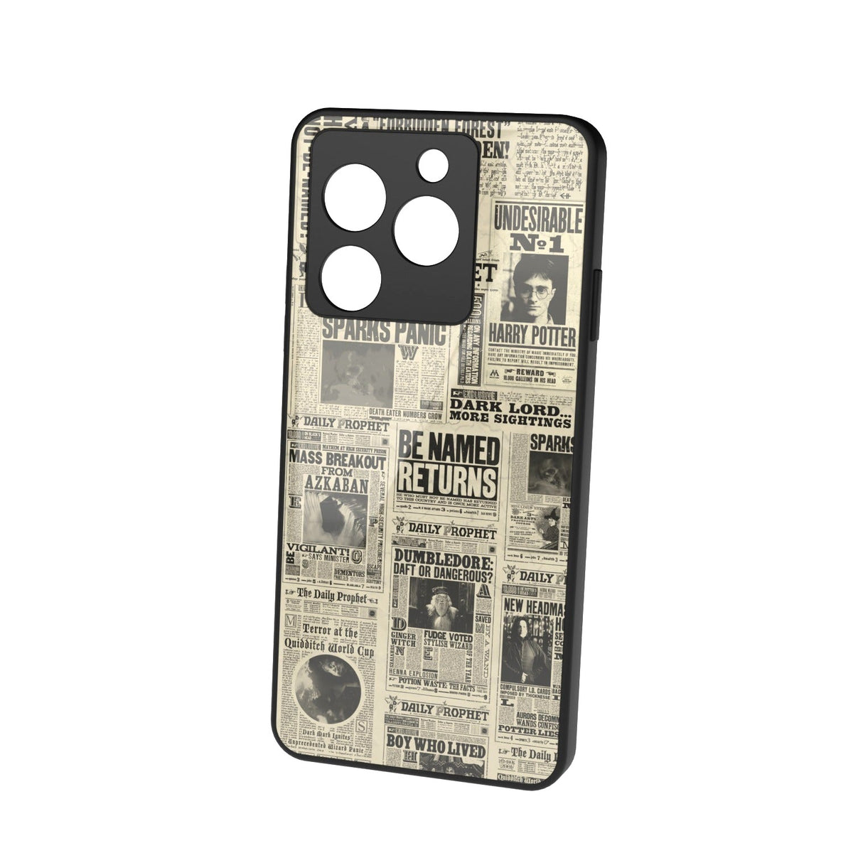 Daily Prophet printed metal phone case - floating back view