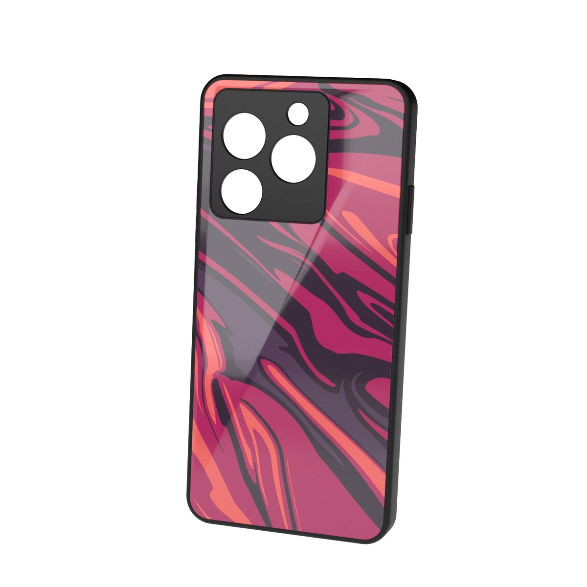 Poseidon Red printed metal phone case - floating back view