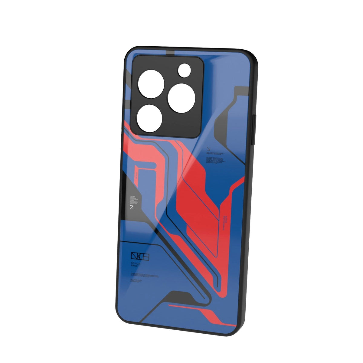 Prime Blue printed metal phone case - floating back view