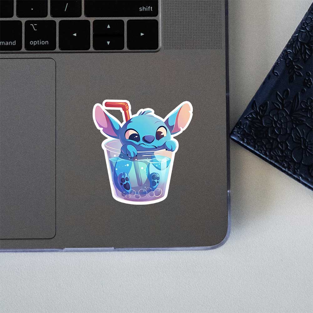Stitch In Bubble Tea Cup Sticker