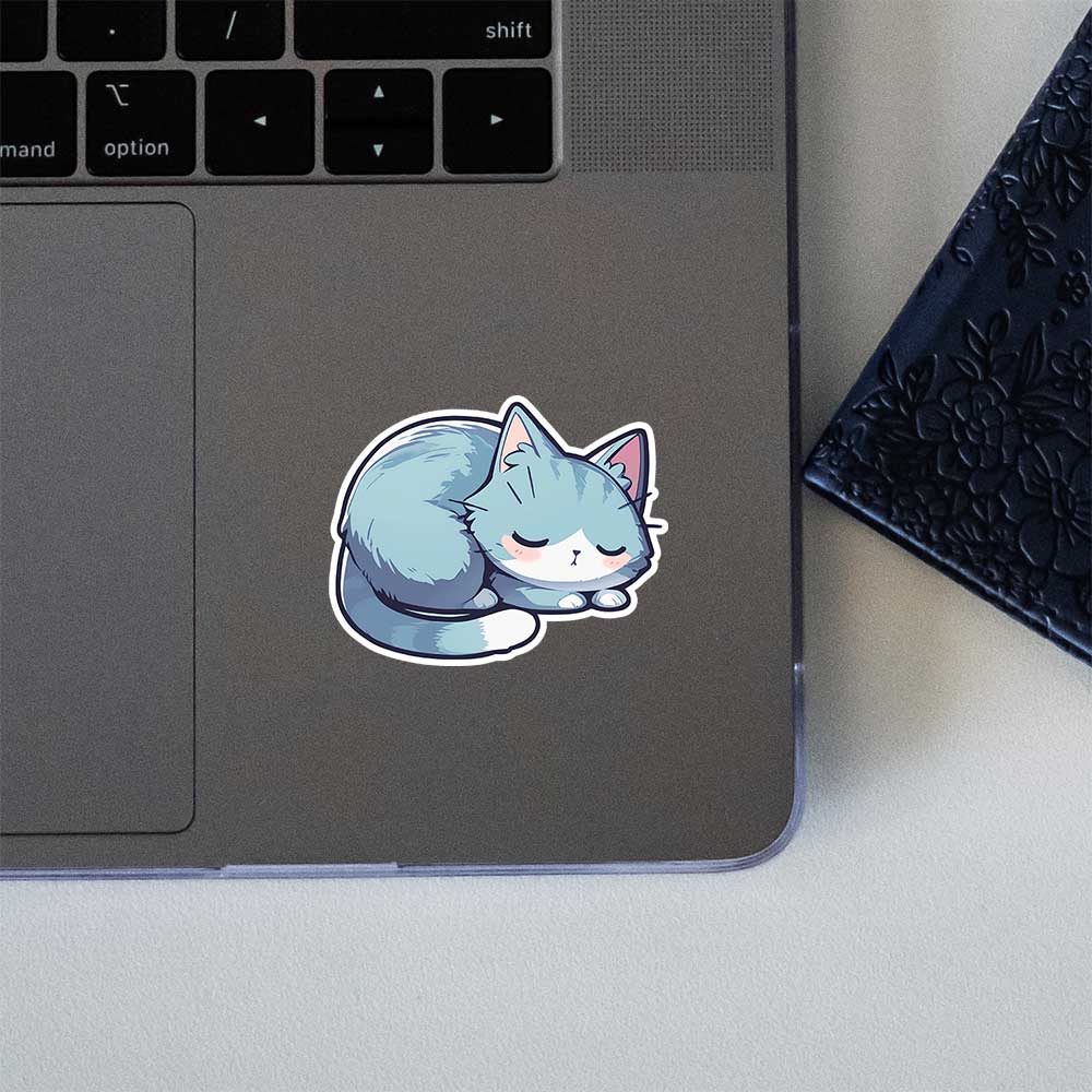 Sleepy Blue Cat Sticker