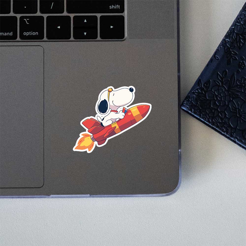 Snoopy Riding Rocket Sticker