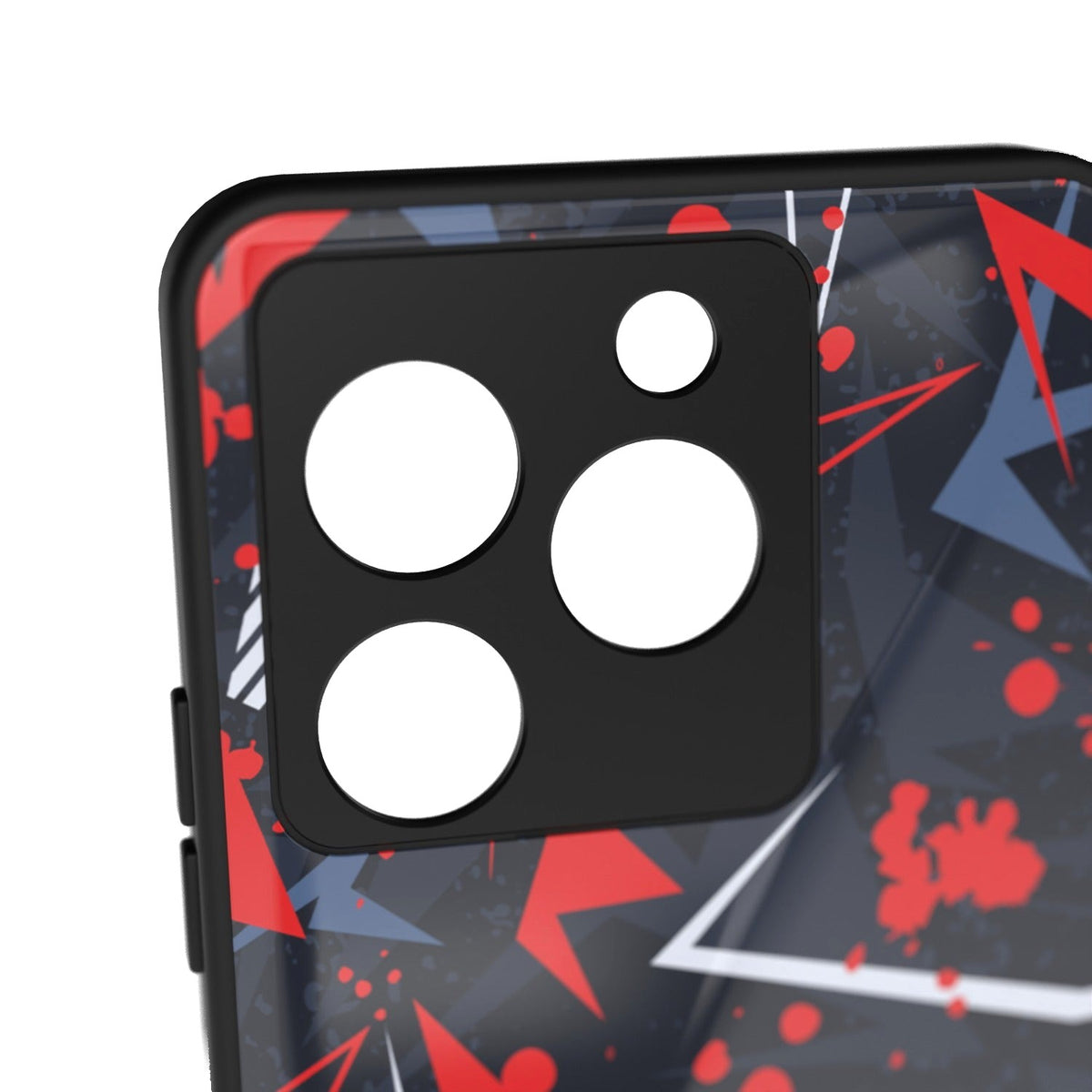 Abstraxx R printed metal phone case - camera close-up