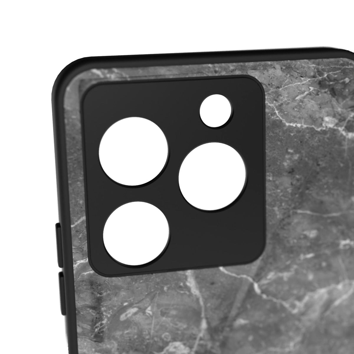 Onyx Marble printed metal phone case - camera close-up