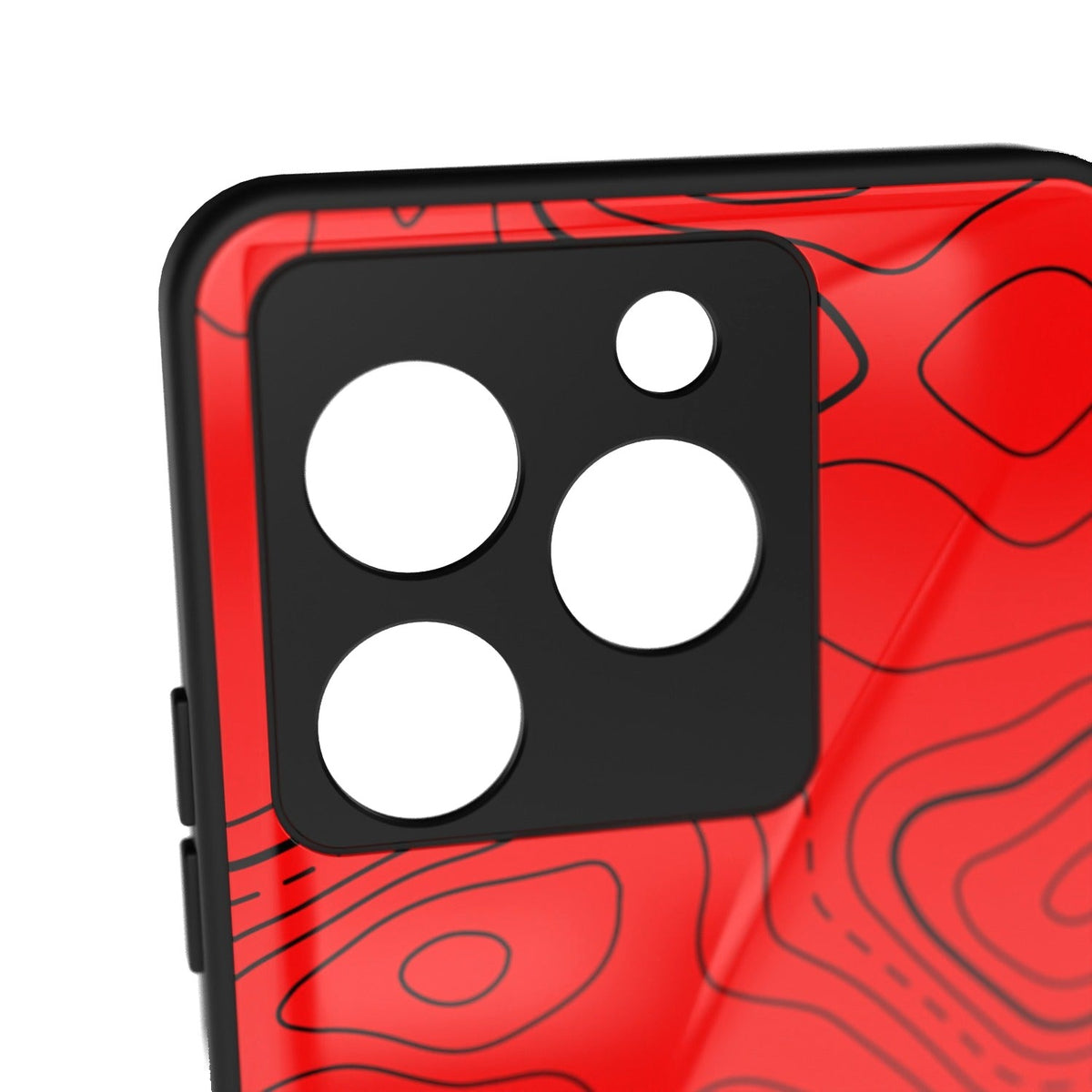 Damascus Red printed metal phone case - camera close-up