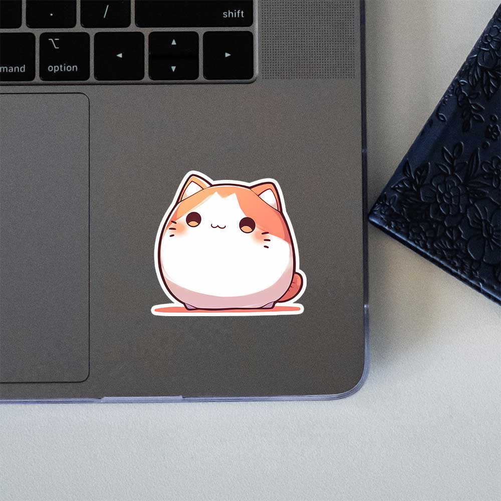 Orange White Bongo Cat Sticker