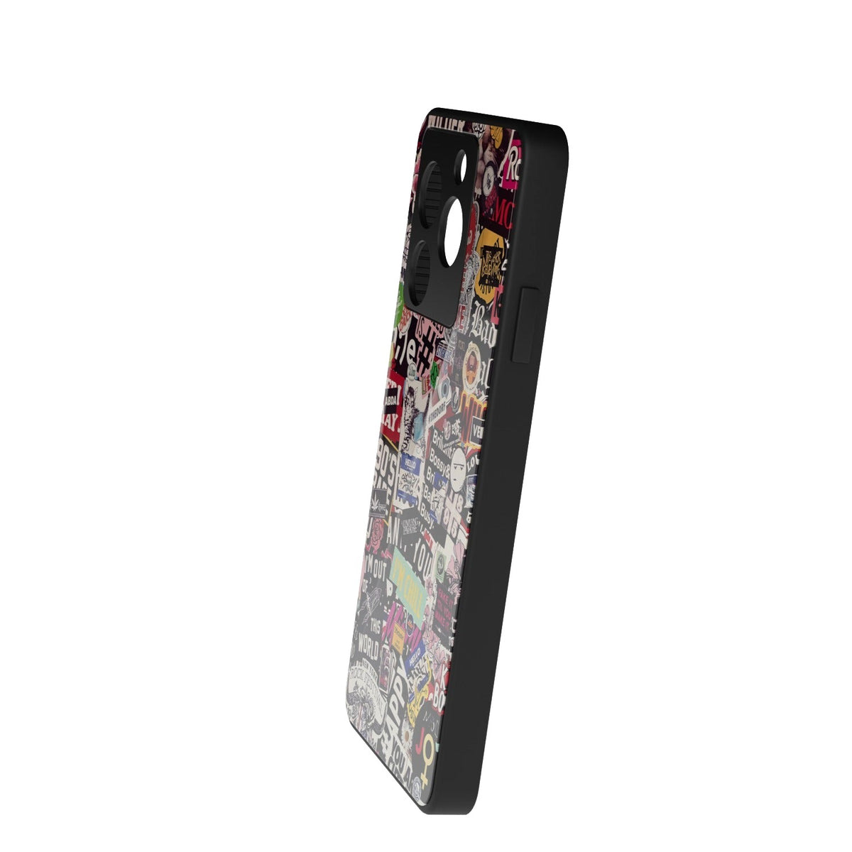 Sticker Doodle printed metal phone case - side view