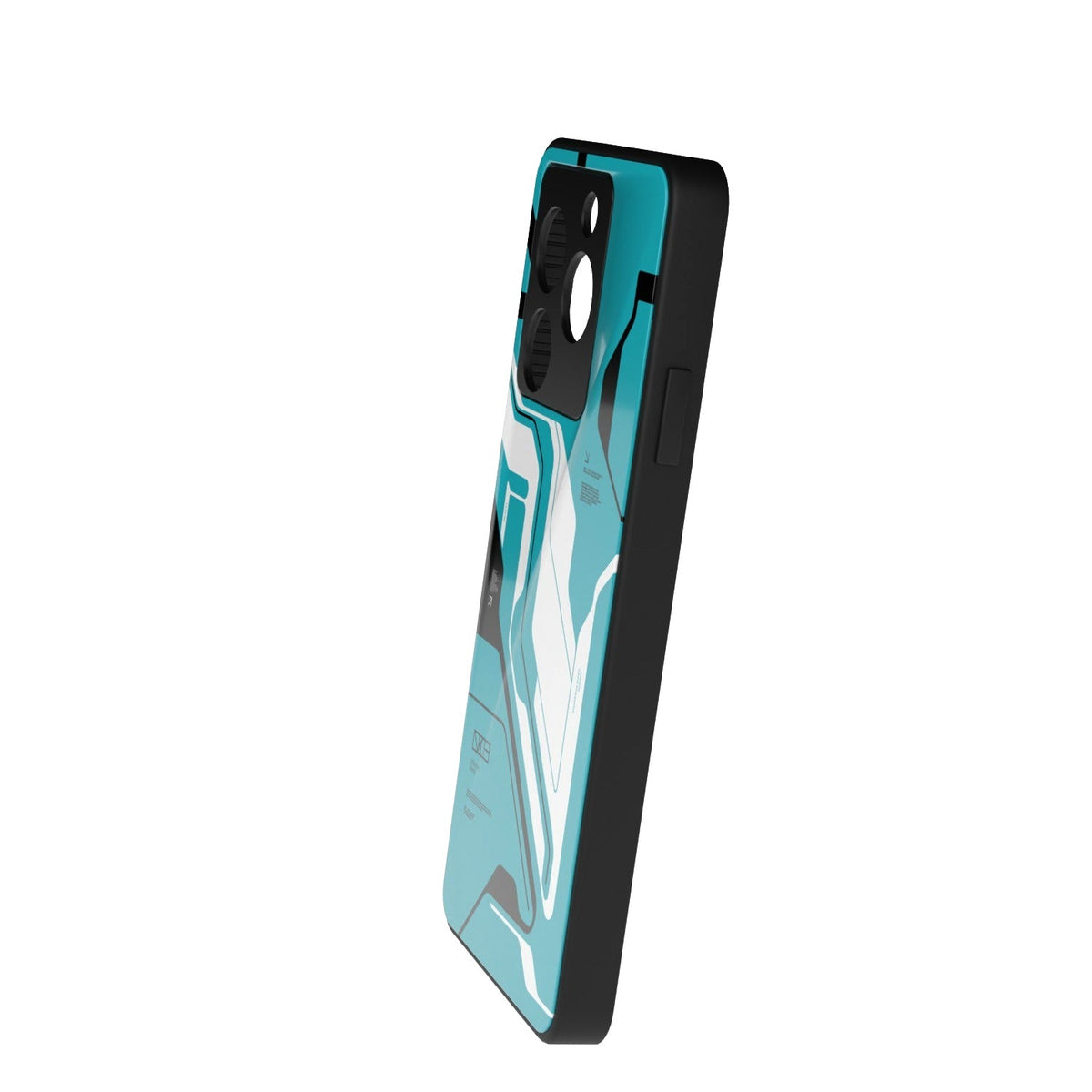 Cyber Blue printed metal phone case - side view