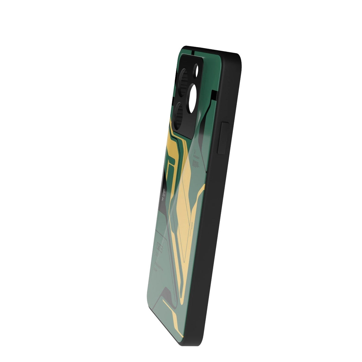 Curcuit Green printed metal phone case - side view