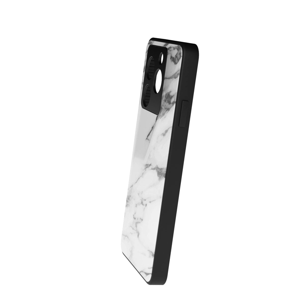 Marble White printed metal phone case - side view